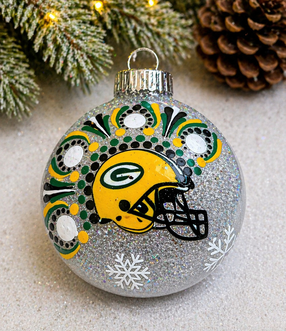Green Bay Packers Helmet Ornament | 3” Shatterproof Hand-Painted Christmas Decor